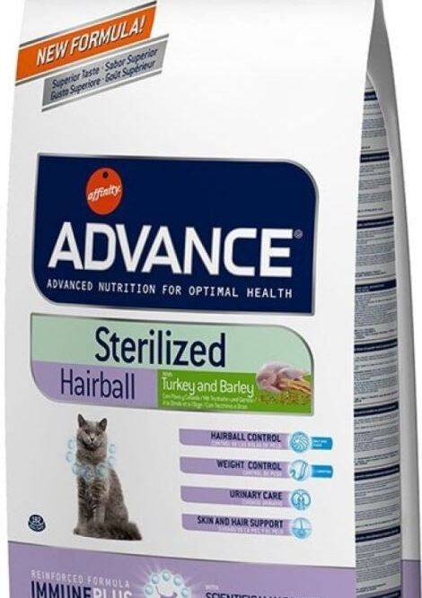 ADVANCE Hrană uscată HAIRBALL pisici STERILIZATE