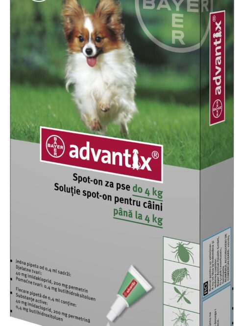 ADVANTIX (Bayer) Monopipetă împotriva puricilor şi căpuşelor pentru câini