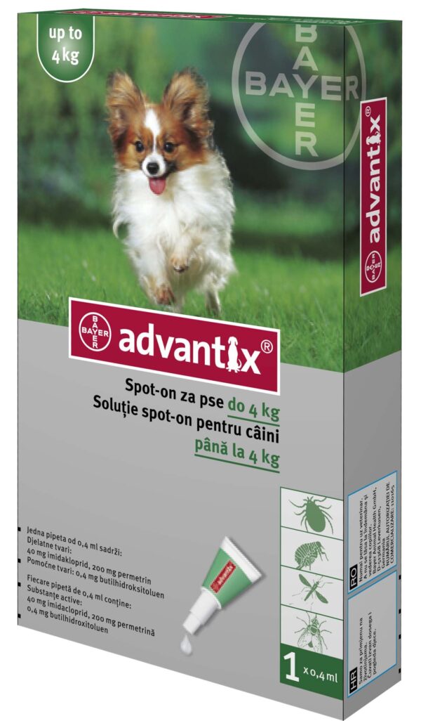 ADVANTIX (Bayer) Monopipetă împotriva puricilor şi căpuşelor pentru câini