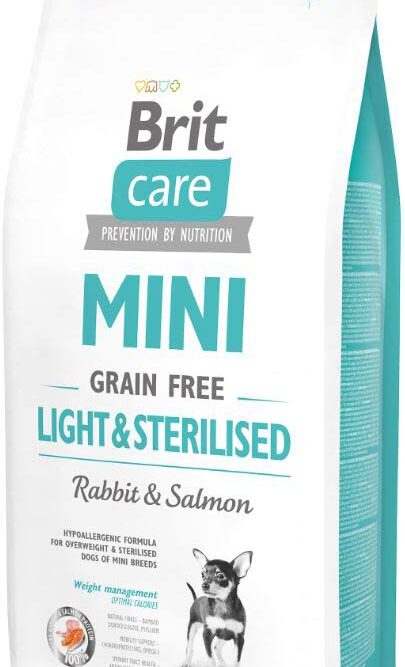 BRIT CARE Mini Grain Free Light& Sterilised Iepure şi Somon