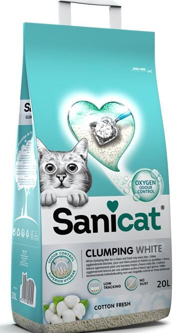 SANICAT Clumping Nisip pentru pisici White Cotton Fresh