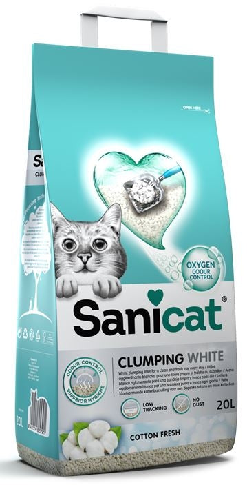 SANICAT Clumping Nisip pentru pisici White Cotton Fresh