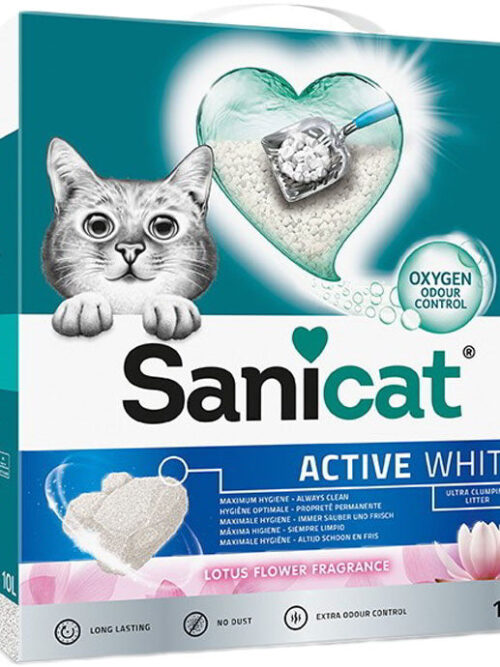 SANICAT Nisip igienic pentru pisici Active White Lotus Flower 10L/8