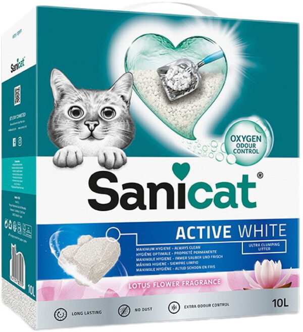 SANICAT Nisip igienic pentru pisici Active White Lotus Flower 10L/8